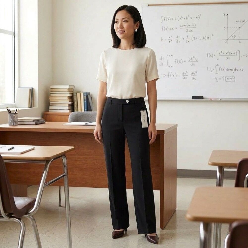 Calvin Klein Women Pants Size 2S (short)  NWT Black Low Rise Modern Fit Trousers